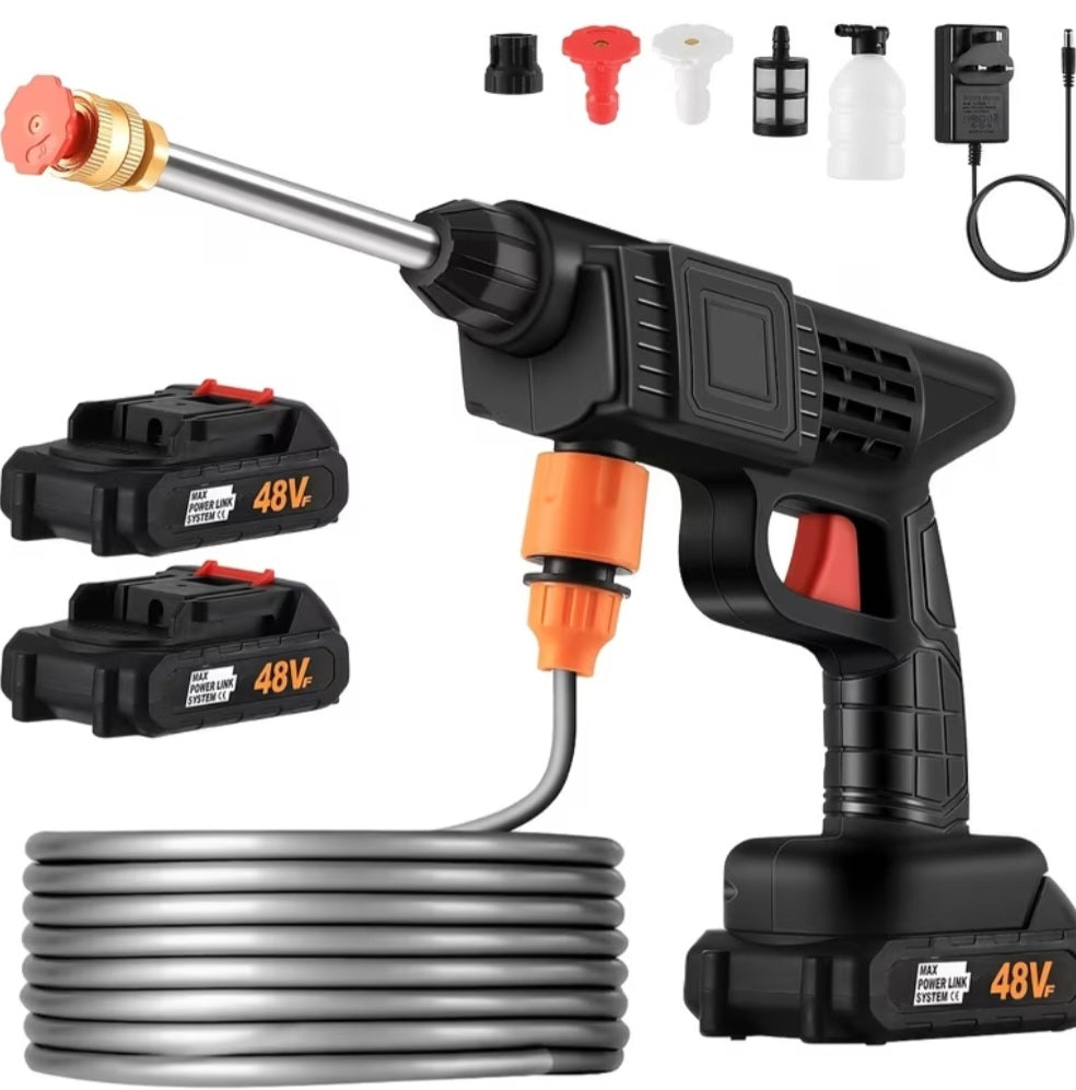 Cordless Portable Pressure Washer with 2 Batteries, 3000PSI Cordless Power Washer, 24V Battery Jet Wash for Car Garden Home Patio Driveways, 5.03meter Hose Included