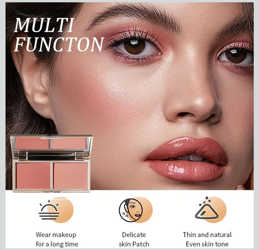 Soft Blush Makeup Powder Palette with Mirror & Brush, Matte & Shimmer Formula for Natural-Looking, Weightless & Long-Lasting Cheek Tint