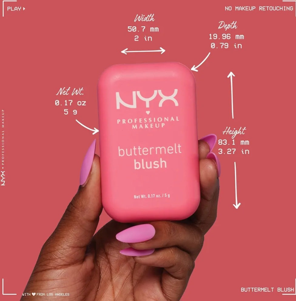 NYX Professional Makeup Buttermelt Powder Blush, Up To 12H Wear, Seamless Blending, Fade and Transfer Resistant, With Shea and Mango Butter, Vegan Formula, Shade: Butta Together