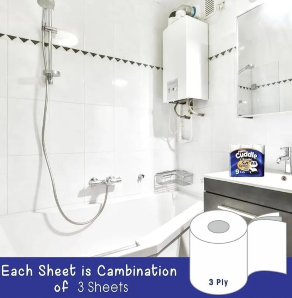 Panda Cuddle Soft Quilted 3 Ply Toilet Tissue 9 Rolls - 9 PACK LOO ROLL