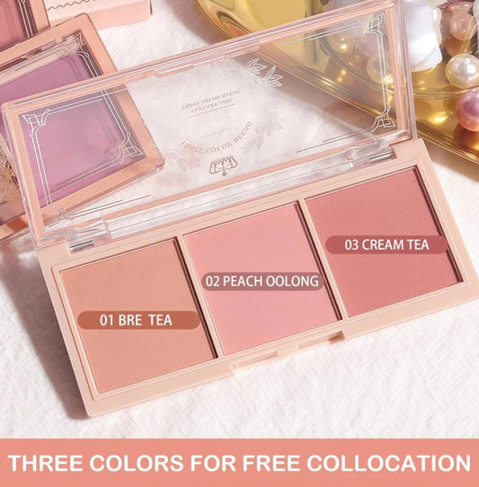 Blushers for Cheeks Make Up, 3-in-1 Powder Blush - Matte Face Blush for Long-Lasting, Sweat-Resistant, Non-Greasy Glow, Natural Look & Brighten Skin