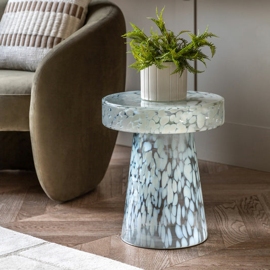 Gallery Murano White Glass Side Table