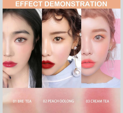 Blushers for Cheeks Make Up, 3-in-1 Powder Blush - Matte Face Blush for Long-Lasting, Sweat-Resistant, Non-Greasy Glow, Natural Look & Brighten Skin
