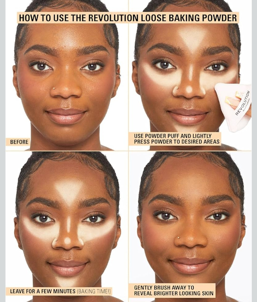 Revolution Beauty London, Loose Baking Powder, Prolongs Makeup Wear, Brightening Setting Powder, For All Skin Tones, Rose, 32g