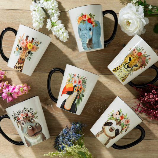 Signature Housewares Hipster Animal Mugs, 483ml, 6 Pack
