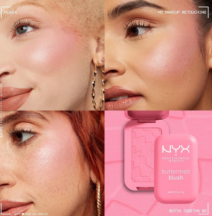 NYX Professional Makeup Buttermelt Powder Blush, Up To 12H Wear, Seamless Blending, Fade and Transfer Resistant, With Shea and Mango Butter, Vegan Formula, Shade: Butta Together