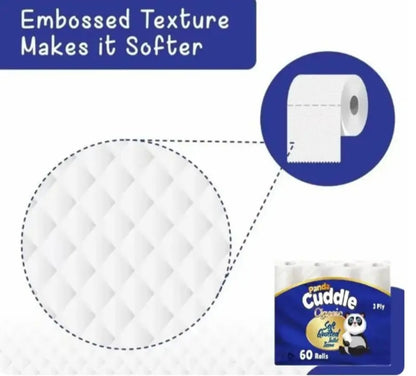 Panda 120 Pack Softensse Cuddle Toilet Rolls 3 Ply Quilted Tissue  Soft Paper