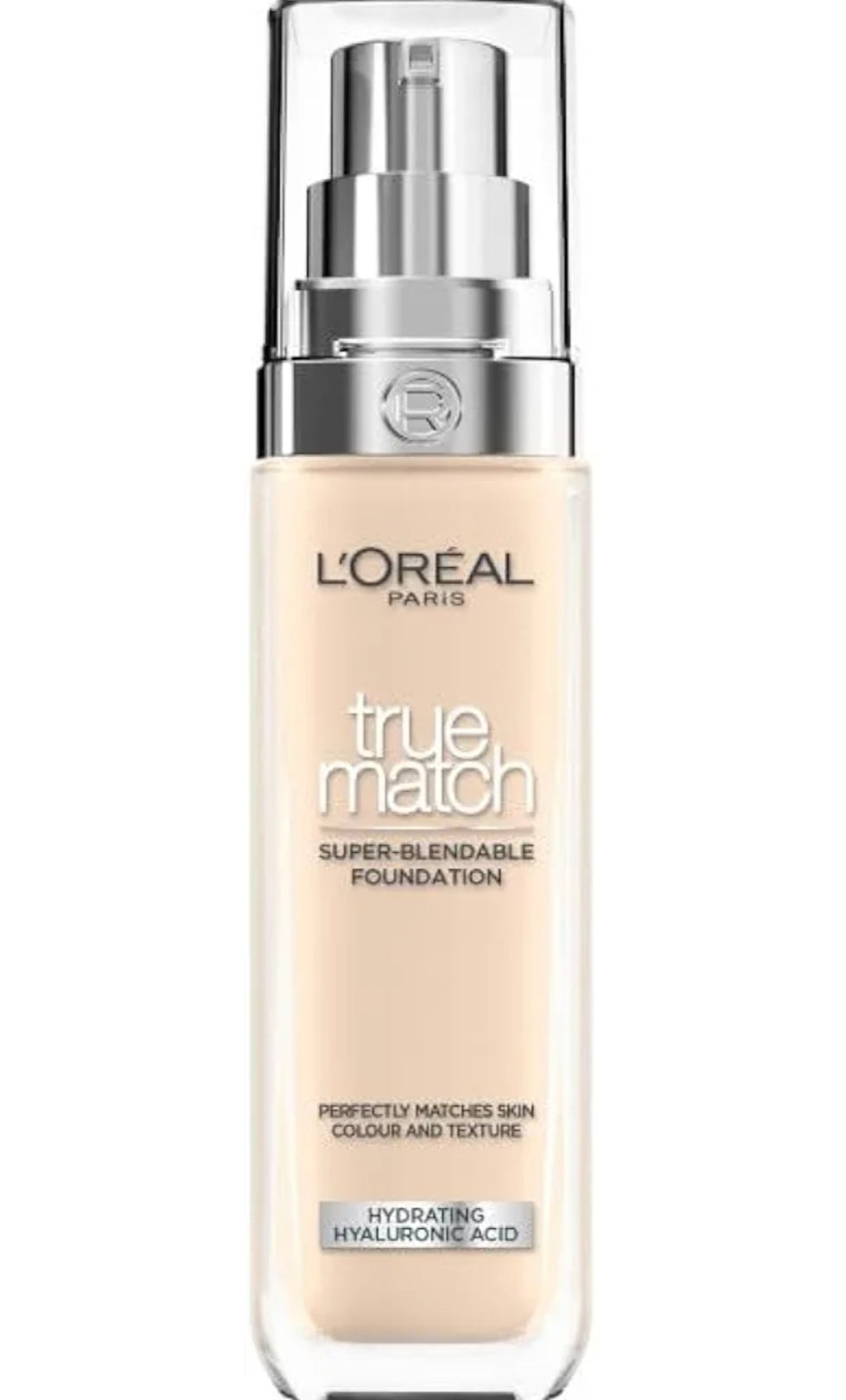 L'Oréal Paris Foundation for Face, Skincare Infused with Hyaluronic Acid, True Match Hydrating Liquid Foundation for All Skin Tones, SPF 16, 1N Ivory, 30 ml