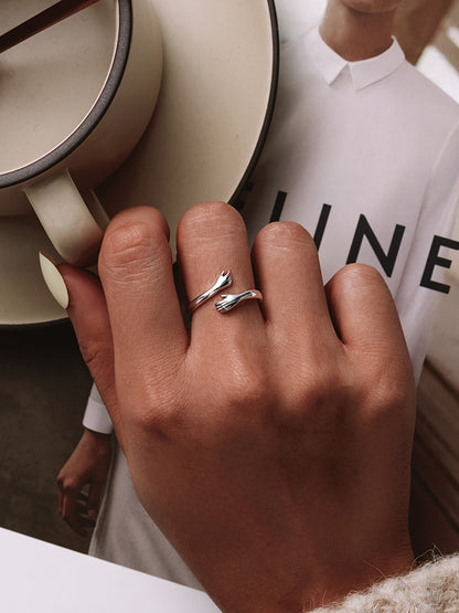Sterling Hug Open Ring
Warm Love Hand Adjustable Glossy Ring for Women, His
Big Loving Family Party Gift