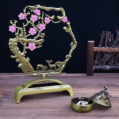 1 Lucky Auspicious Bird Plum Blossom Hanging Stove with Magpie and Fawn Incense Holder, Creative Home Indoor Desktop Decoration