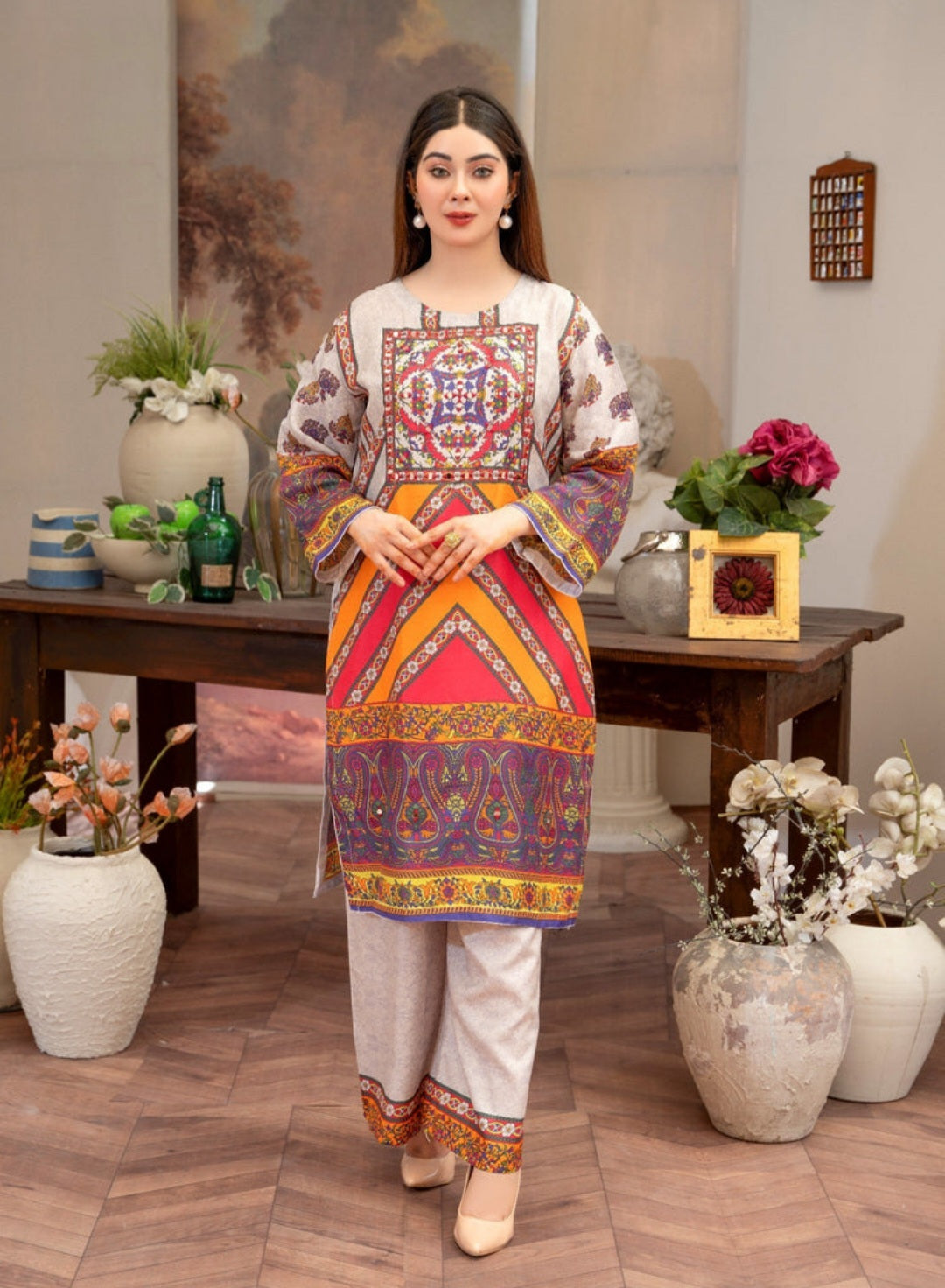 Asian suit Pakistani 2pc dress suit kurta trouser dress gift idea