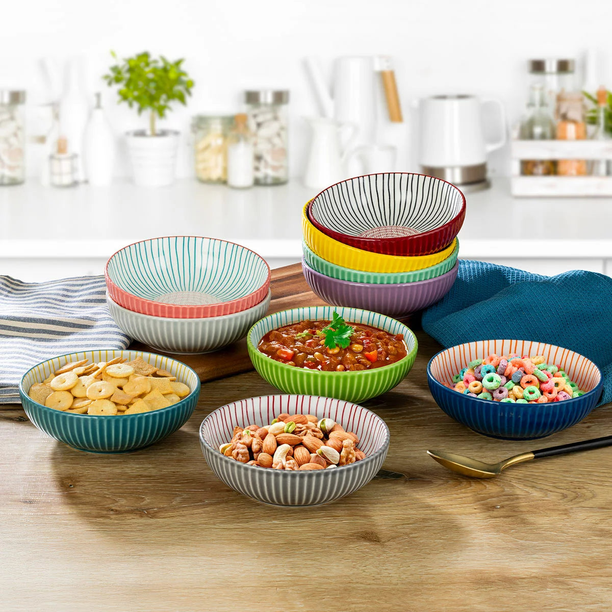 Signature Housewares Stoneware Bowls, 10 Piece