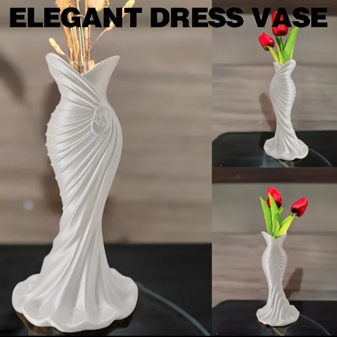 The Elegant Dress Vase Is a 3D-Printed Flower Vase That Combines High Fashion Elegance with Minimalist Home decor