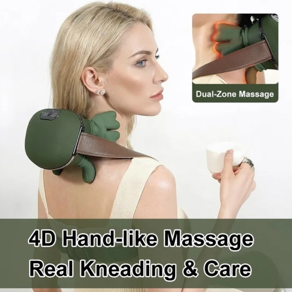 USB-Powered Neck and Shoulder Heating Massager with 6D Handcrafted Simulation Design for Neck, Shoulder, and Back Massage. It Also Provides Deep Kneading for Shoulders and Legs, Making It an Ideal Gift for the Elderly