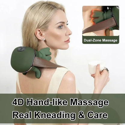 USB-Powered Neck and Shoulder Heating Massager with 6D Handcrafted Simulation Design for Neck, Shoulder, and Back Massage. It Also Provides Deep Kneading for Shoulders and Legs, Making It an Ideal Gift for the Elderly