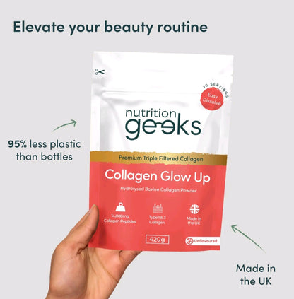 nutrition geeks Collagen Glow Up
Hydrolysed Brazilian Bovine Collagen Protein Powder