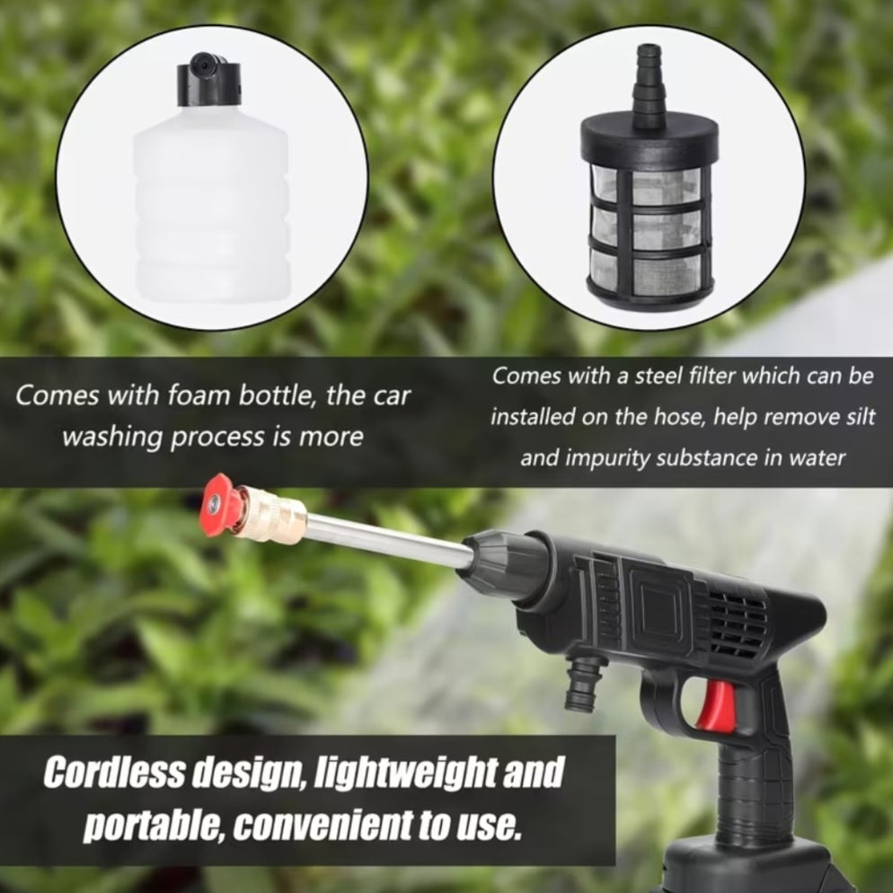 Cordless Portable Pressure Washer with 2 Batteries, 3000PSI Cordless Power Washer, 24V Battery Jet Wash for Car Garden Home Patio Driveways, 5.03meter Hose Included