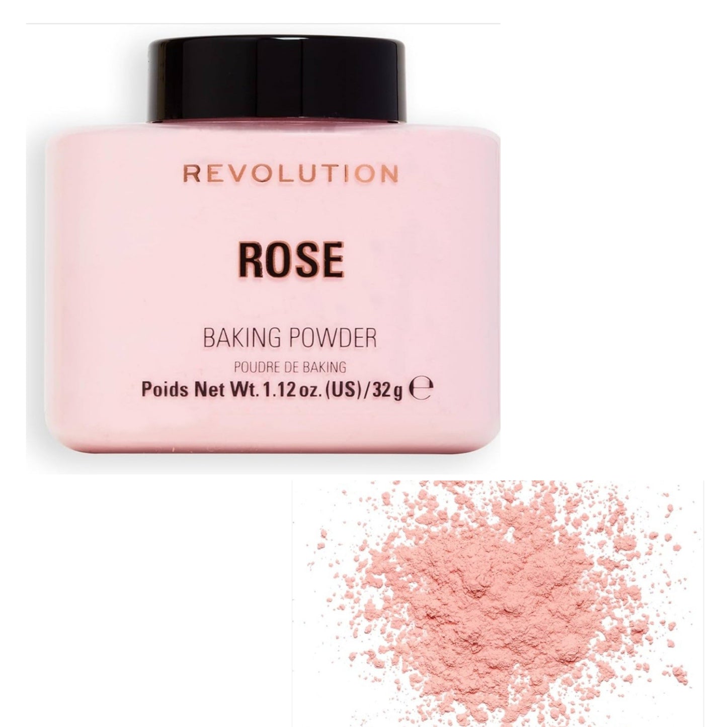Revolution Beauty London, Loose Baking Powder, Prolongs Makeup Wear, Brightening Setting Powder, For All Skin Tones, Rose, 32g