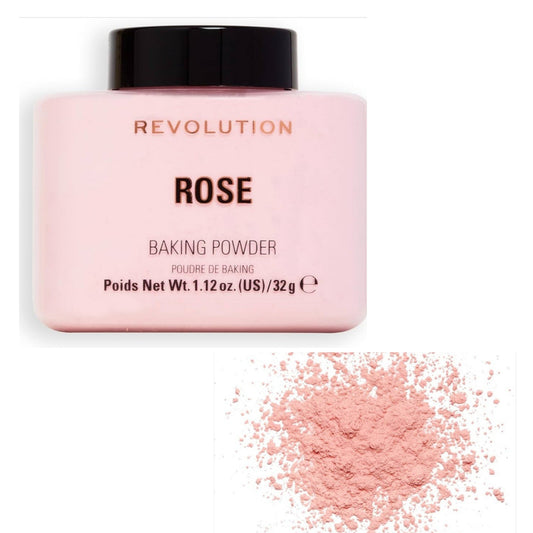 Revolution Beauty London, Loose Baking Powder, Prolongs Makeup Wear, Brightening Setting Powder, For All Skin Tones, Rose, 32g