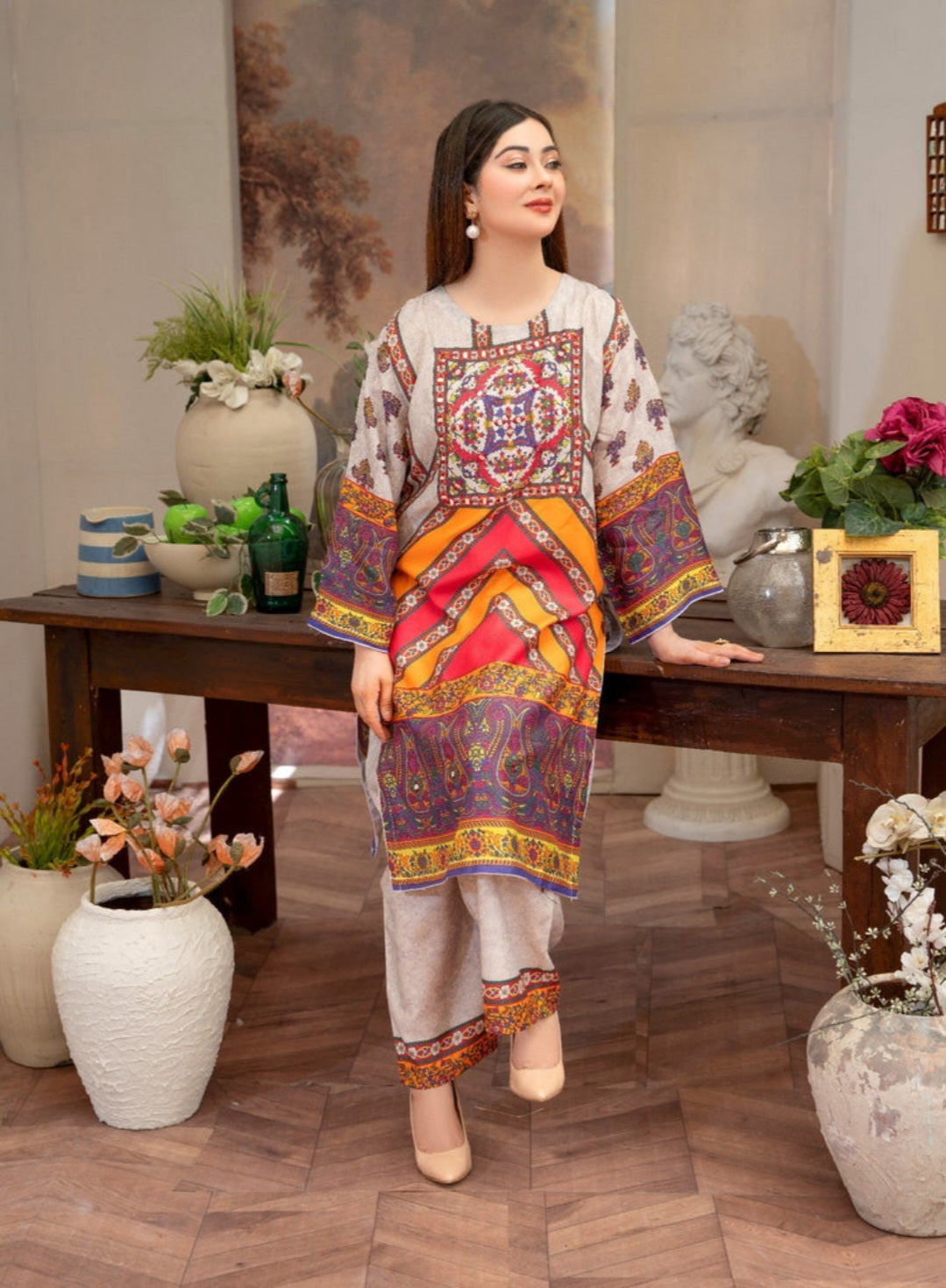 Asian suit Pakistani 2pc dress suit kurta trouser dress gift idea