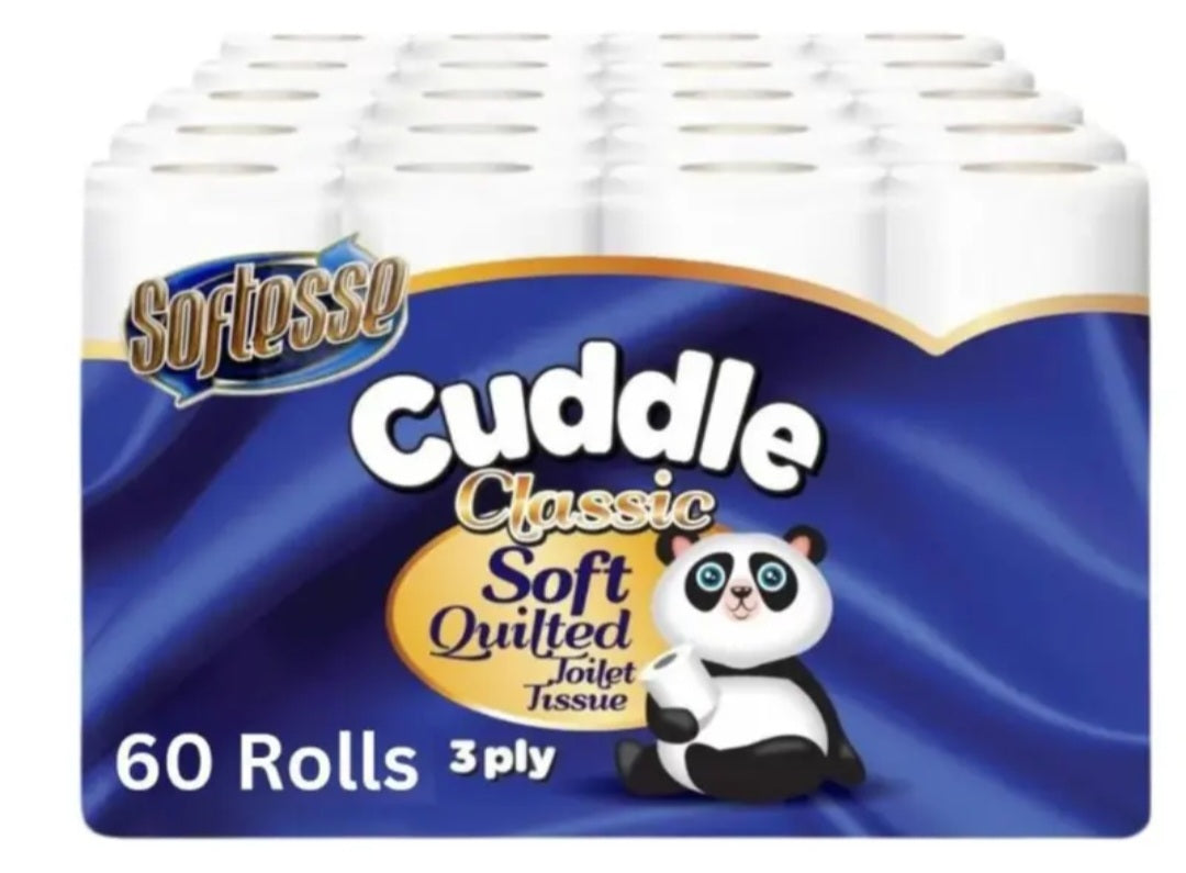 Panda Cuddle Classic 3-Ply Quilted Toilet Tissue | Pack of 9, 45, 60 & 120 Rolls | Free Delivery