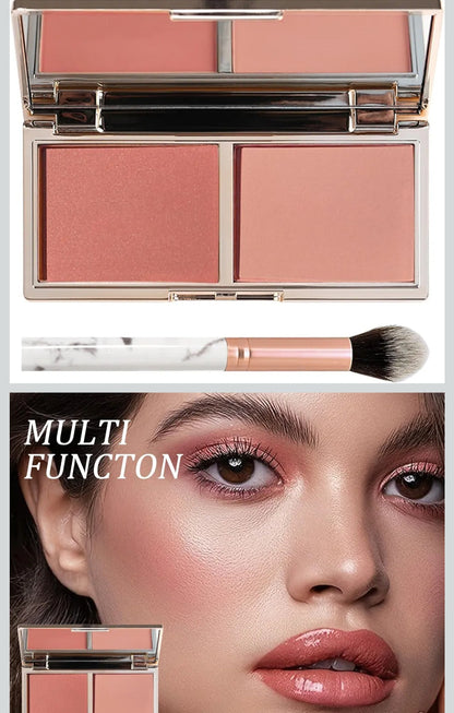 Soft Blush Makeup Powder Palette with Mirror & Brush, Matte & Shimmer Formula for Natural-Looking, Weightless & Long-Lasting Cheek Tint
