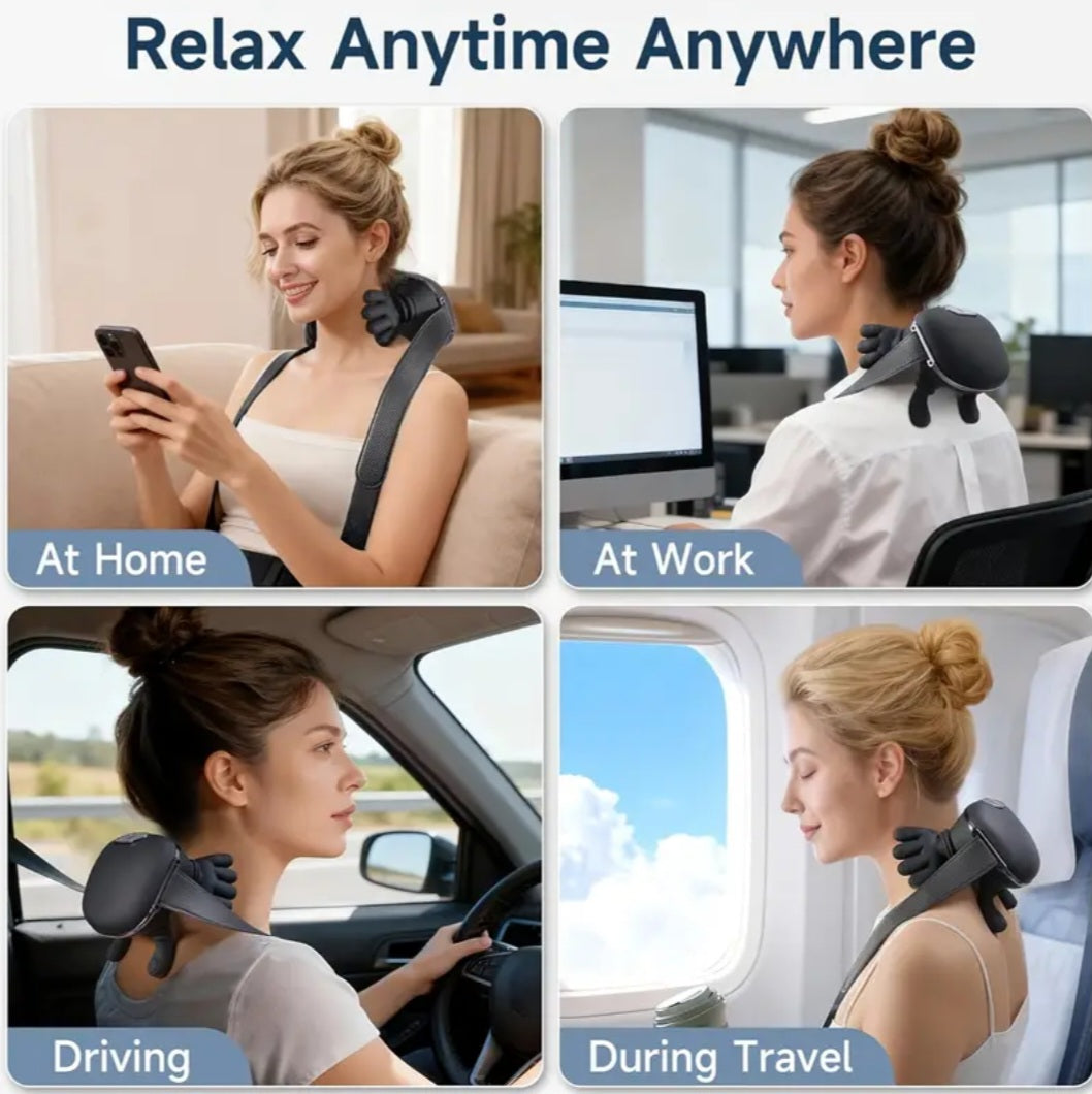 USB-Powered Neck and Shoulder Heating Massager with 6D Handcrafted Simulation Design for Neck, Shoulder, and Back Massage. It Also Provides Deep Kneading for Shoulders and Legs, Making It an Ideal Gift for the Elderly