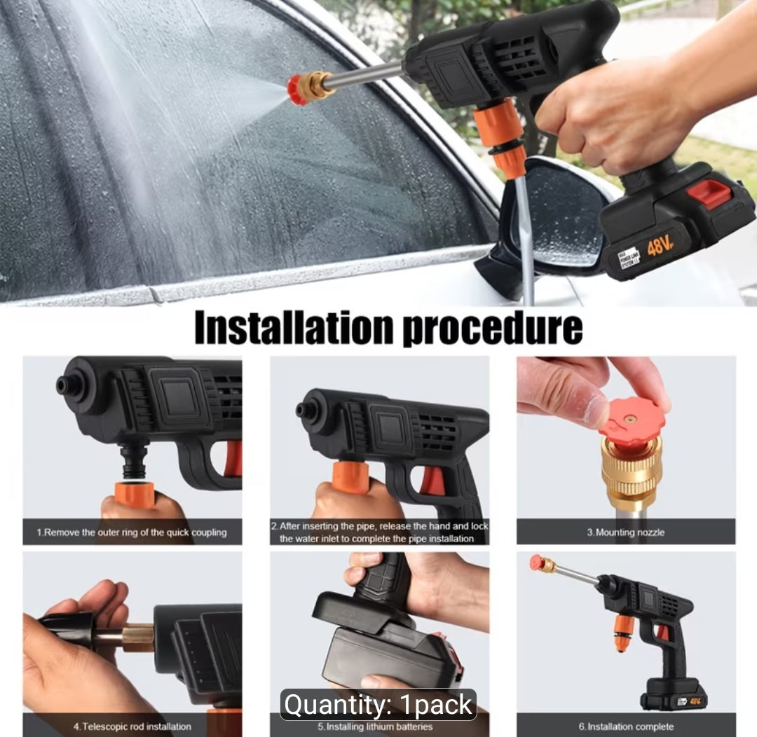 Cordless Portable Pressure Washer with 2 Batteries, 3000PSI Cordless Power Washer, 24V Battery Jet Wash for Car Garden Home Patio Driveways, 5.03meter Hose Included