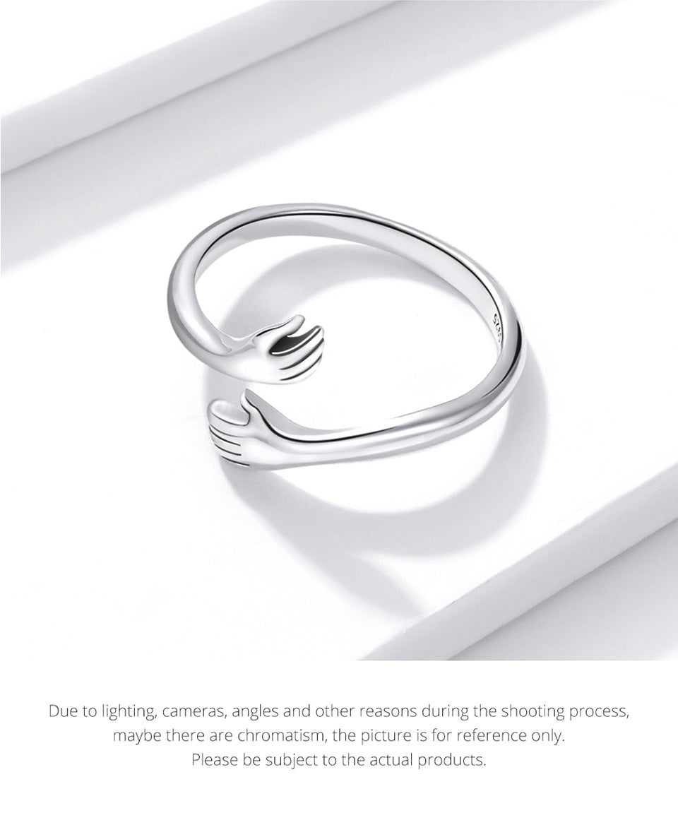 Sterling Hug Open Ring
Warm Love Hand Adjustable Glossy Ring for Women, His
Big Loving Family Party Gift