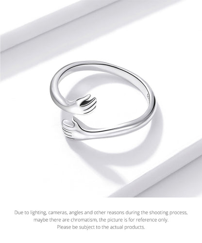 Sterling Hug Open Ring
Warm Love Hand Adjustable Glossy Ring for Women, His
Big Loving Family Party Gift
