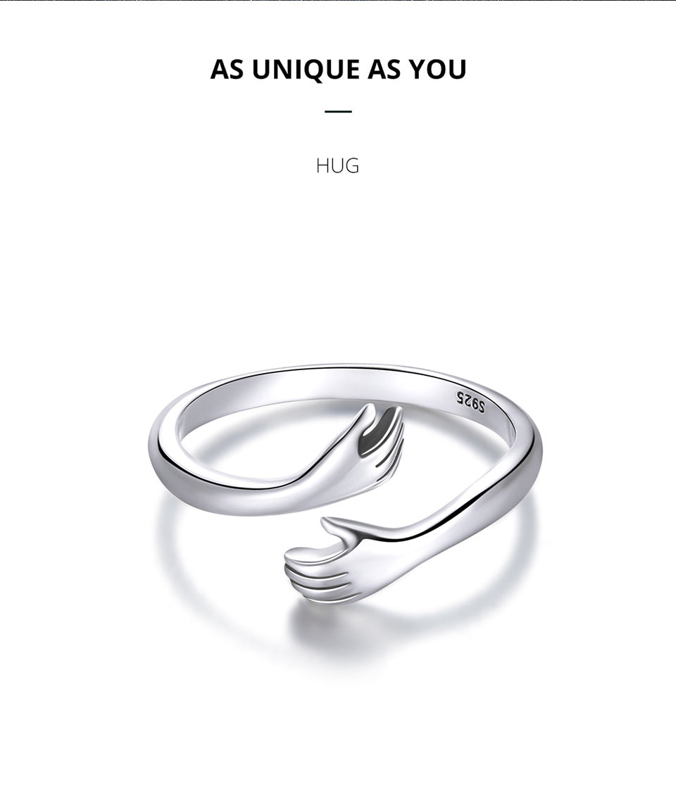 Sterling Hug Open Ring
Warm Love Hand Adjustable Glossy Ring for Women, His
Big Loving Family Party Gift