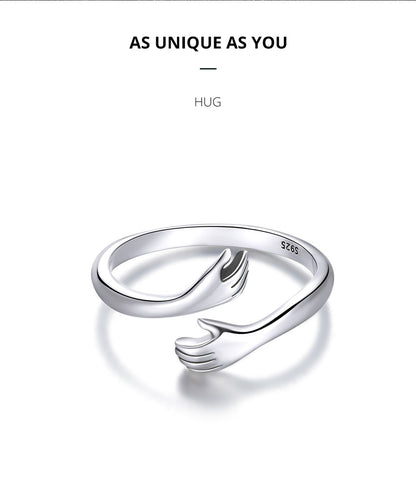 Sterling Hug Open Ring
Warm Love Hand Adjustable Glossy Ring for Women, His
Big Loving Family Party Gift