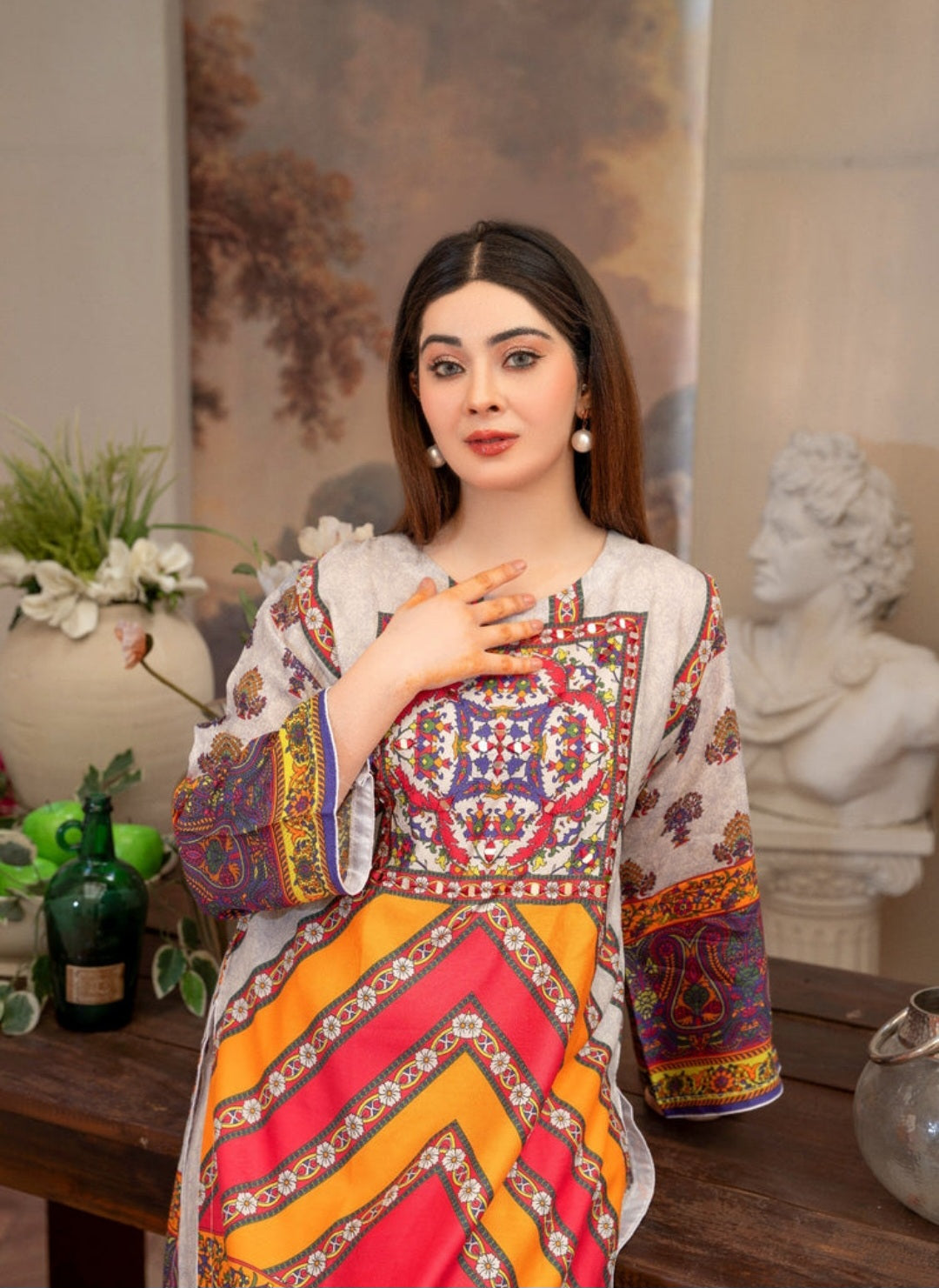 Asian suit Pakistani 2pc dress suit kurta trouser dress gift idea