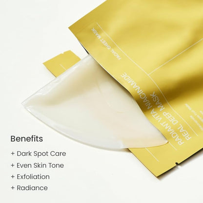 BIODANCE Radiant Vita Niacinamide Real Deep Face Mask 4 Pcs | Hydrogel Overnight Mask | Tone Correction, Texture Refining and Radiant Glow | Korean Face Mask for Glass Skin | Korean Skincare