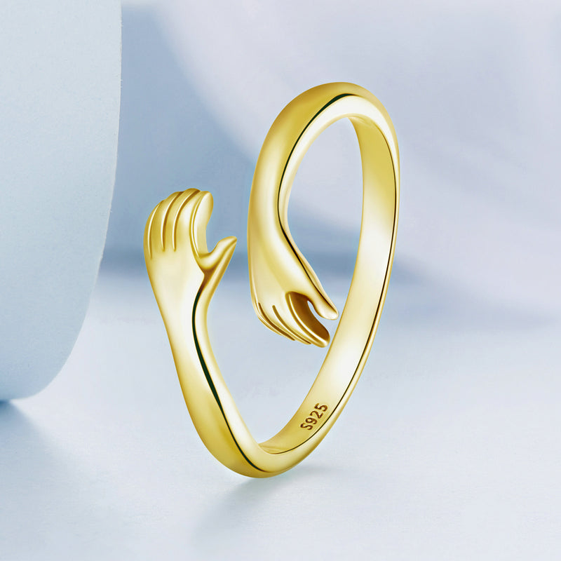 Sterling Hug Open Ring
Warm Love Hand Adjustable Glossy Ring for Women, His
Big Loving Family Party Gift