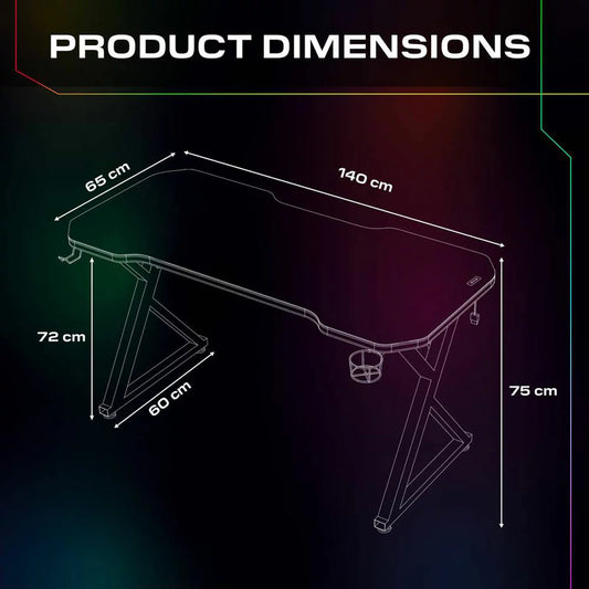 X Rocker Pulsar Max RGB Gaming Desk with LED Lights