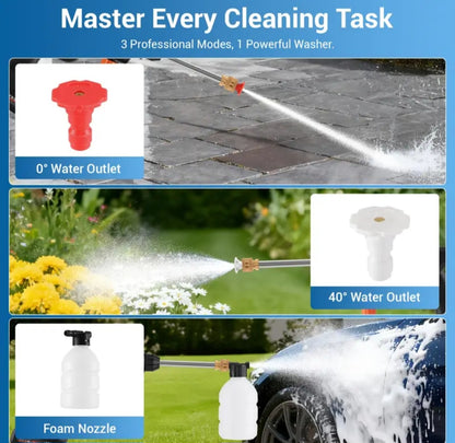 Cordless Portable Pressure Washer with 2 Batteries, 3000PSI Cordless Power Washer, 24V Battery Jet Wash for Car Garden Home Patio Driveways, 5.03meter Hose Included