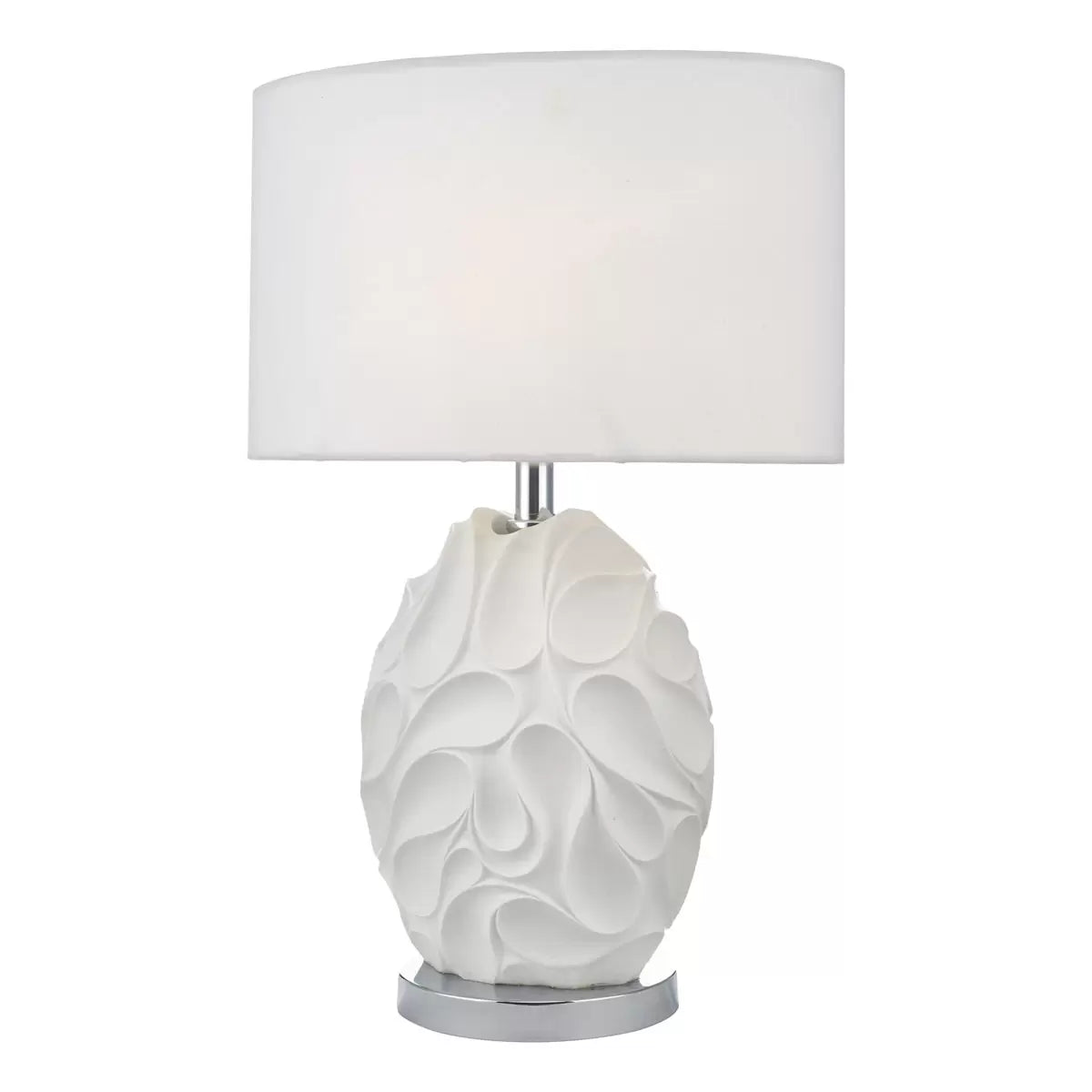 Zachary Textured Oval Table Lamp with White Linen Shade