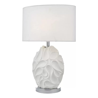 Zachary Textured Oval Table Lamp with White Linen Shade