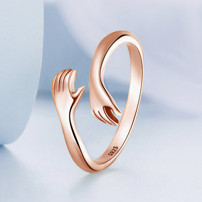 Sterling Hug Open Ring
Warm Love Hand Adjustable Glossy Ring for Women, His
Big Loving Family Party Gift