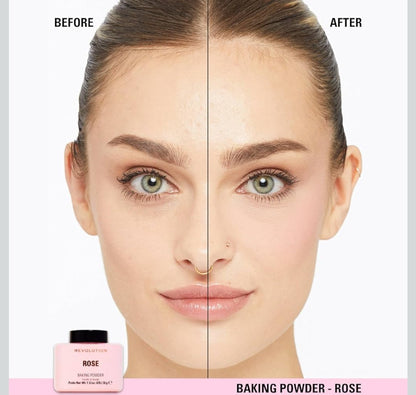 Revolution Beauty London, Loose Baking Powder, Prolongs Makeup Wear, Brightening Setting Powder, For All Skin Tones, Rose, 32g