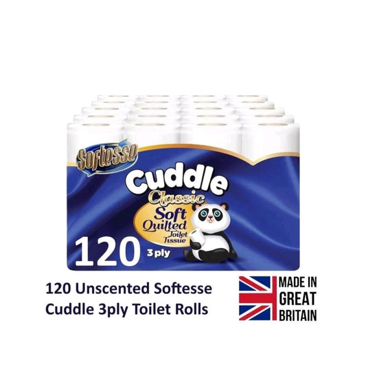 Panda 120 Pack Softensse Cuddle Toilet Rolls 3 Ply Quilted Tissue  Soft Paper