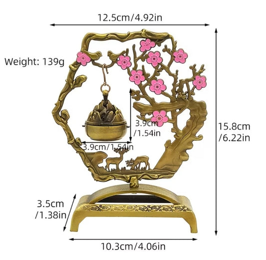 1 Lucky Auspicious Bird Plum Blossom Hanging Stove with Magpie and Fawn Incense Holder, Creative Home Indoor Desktop Decoration