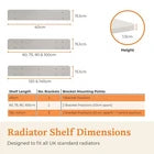 Radiator Shelf with Foil Insulation - MDF Wooden No Drill Shelves with Brackets 60 cm oak