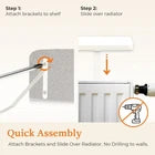 Radiator Shelf with Foil Insulation - MDF Wooden No Drill Shelves with Brackets 60 cm oak